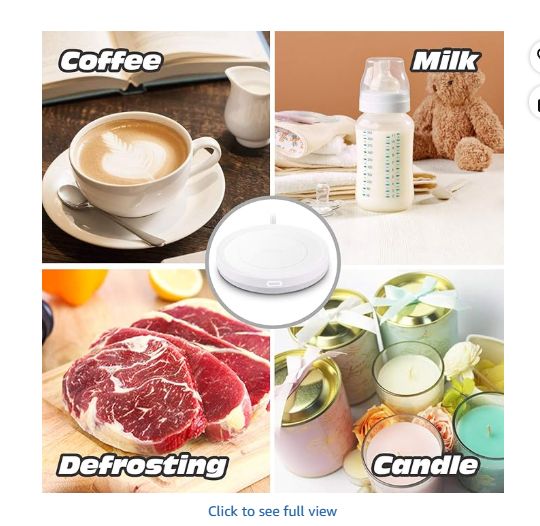 BESTINNKITS Smart Coffee Warmer Set, Auto On/Off Gravity-Induction Mug Warmer with Ceramic Mug 14oz (White)