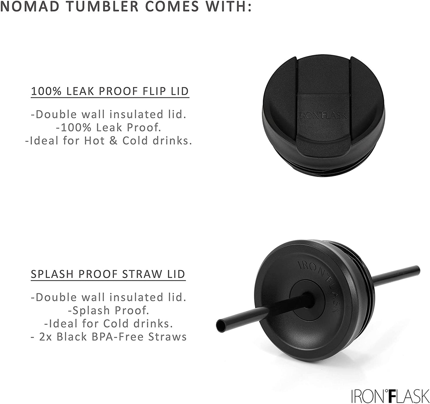 Nomad Tumbler - 2 Lids (Straw/Flip), Vacuum Insulated Stainless Steel Bottle, Double Walled, Drinking Cup, Coffee Travel Mug, Water - Pearl, 24 Oz
