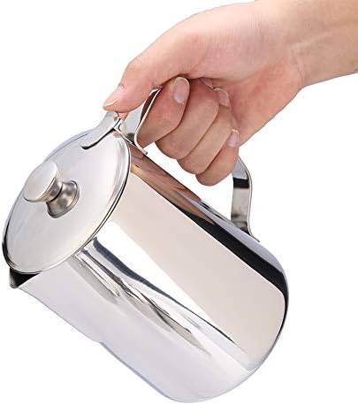 Milk Frothing Pitcher 350ml 600ml 900ml 1500ml 2000m(12oz 20oz 32oz 50oz 66oz) Steaming Pitchers Stainless Steel Milk Coffee Cappuccino Latte Art Barista Steam Pitchers Milk Jug Cup with Deco