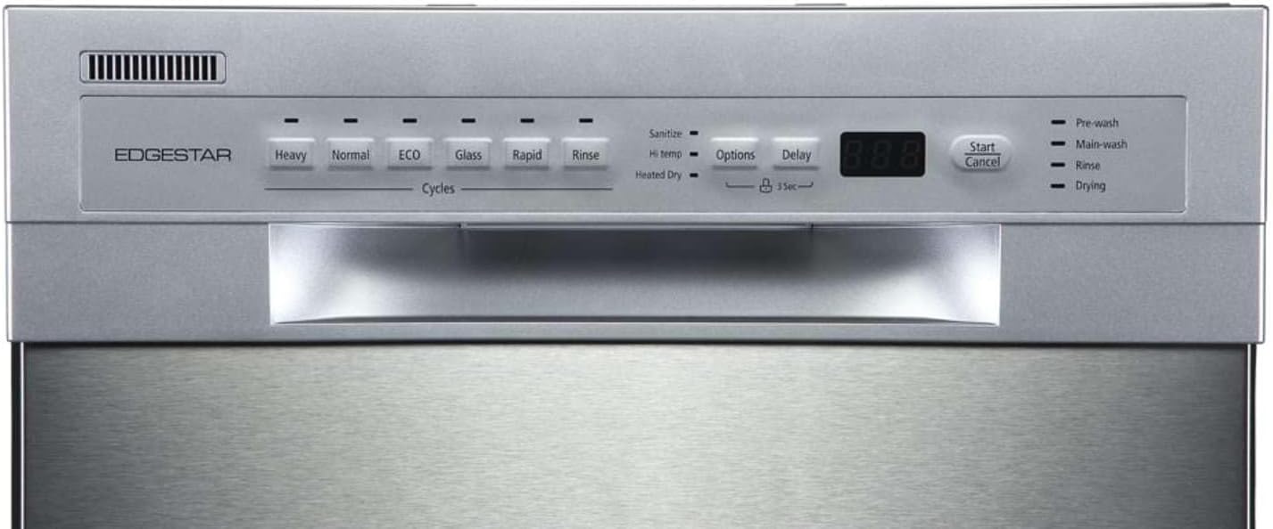 EdgeStar BIDW1802SS 18 Inch Wide 8 Place Setting Built-In Dishwasher