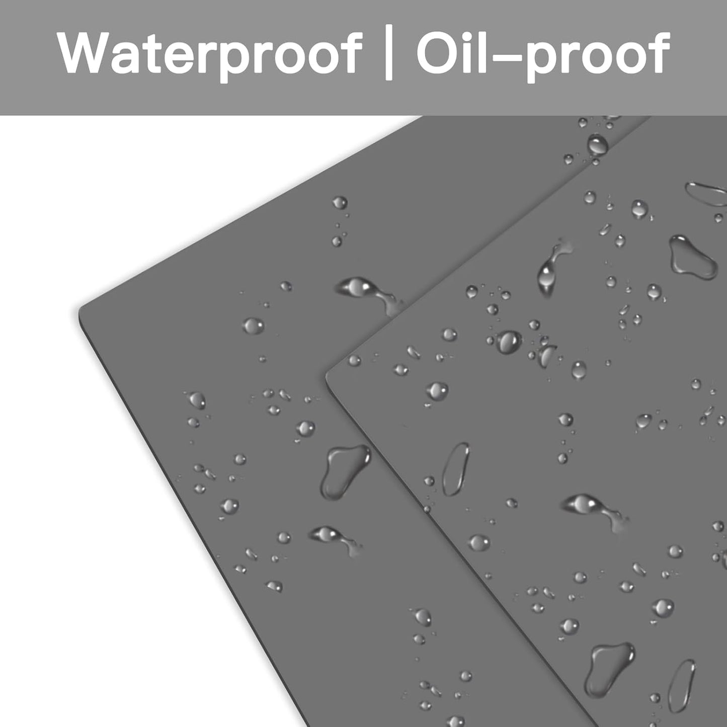 2 Pack Silicone Mats, 23.6"x15.7" Silicone Mats for Kitchen Counter, 2MM Thick Heat Resistant Mat, Waterproof Countertop Protector, Non-Slip Kitchen Counter Mat, Dark Gray
