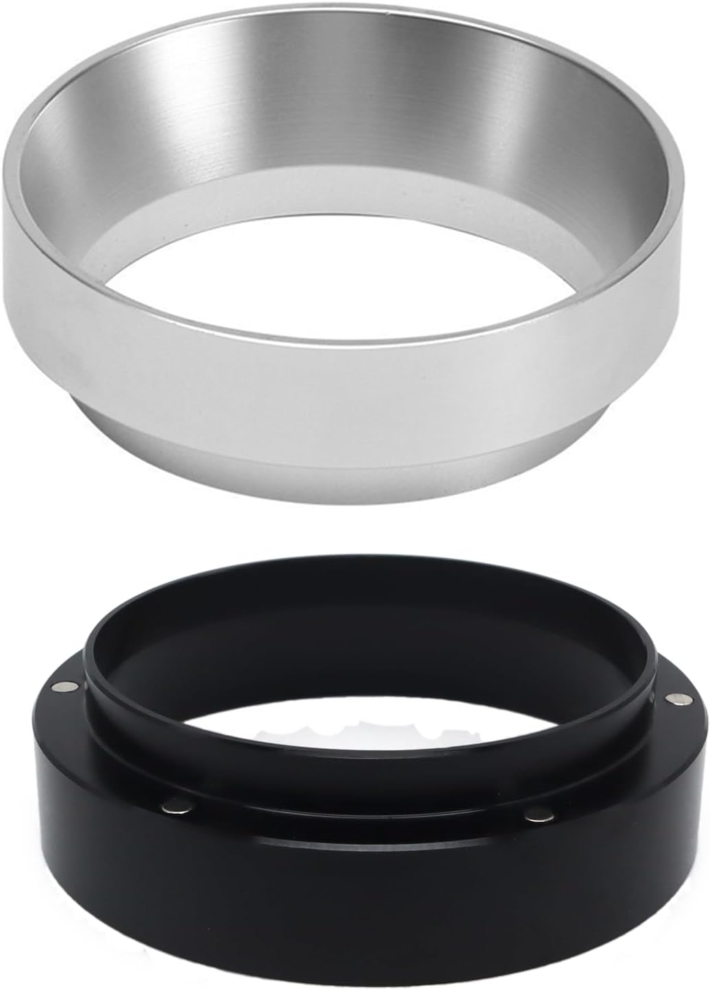 1pc Espresso Dosing Funnel 51/53/58mm Coffee Dosing Ring Aluminum Espresso Distribution Coffee Tool for Home Coffee Bar Shop College Dorm Room Apartment Essential Coffee Accessories (53mm, Silvery)