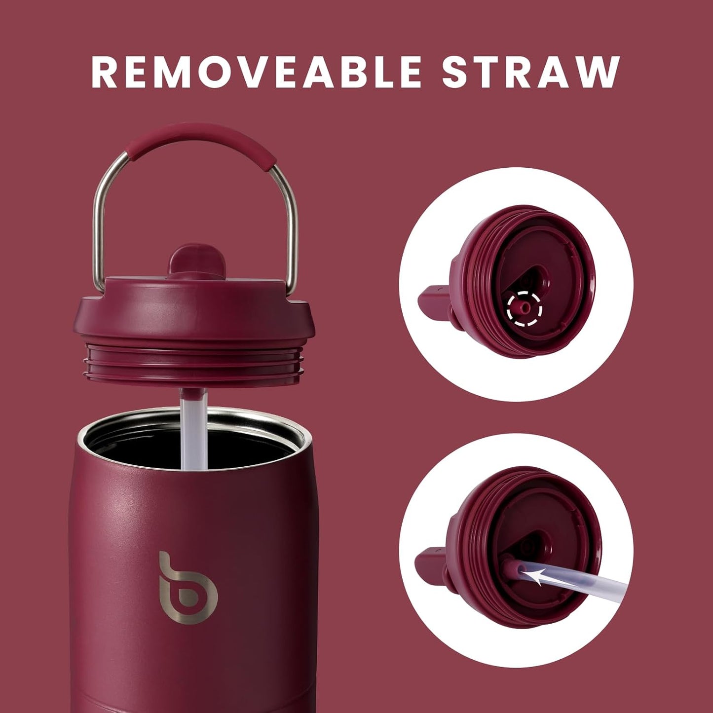 BOTTLE BOTTLE Stainless Steel Water Bottle with Straw and Lid, 32 oz Vacuum Insulated Cup,Stay Cold and Hot, Leak-Proof Wide Mouth Sports Water Bottles red