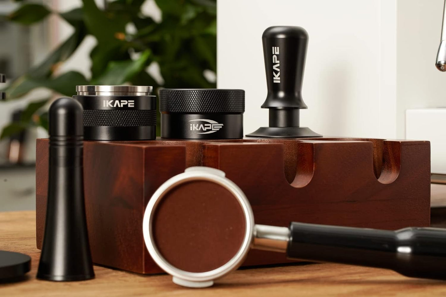 IKAPE Coffee Products, 51MM Coffee Distributor, Gravity Adaptive Espresso Distributor Fits All 51MM Espresso Portafilter, Compatible with 51MM Delonghi Bottomless Portafilter (Black)