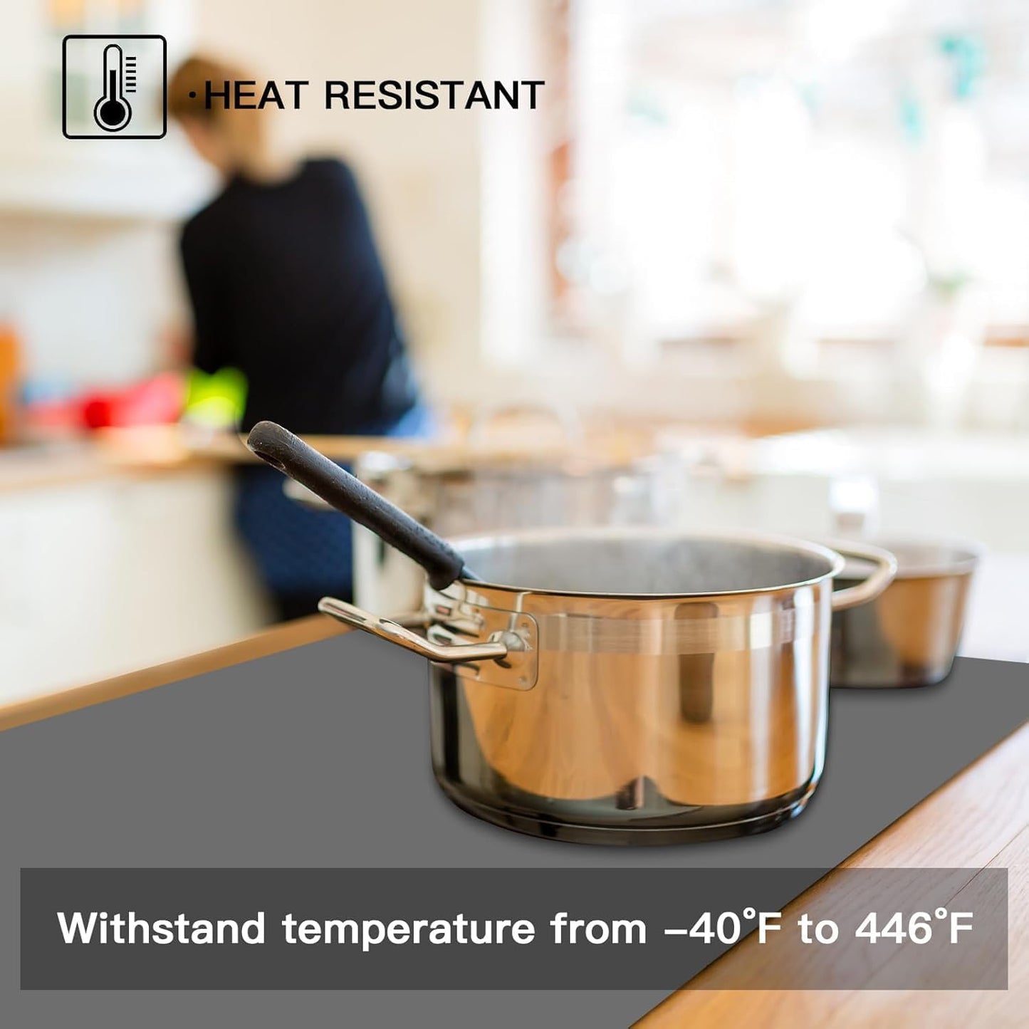 2MM Thick Silicone Countertop Mat, 23.6"x 23.6" Silicone Mats for Kitchen Counter, Nonslip Heat Resistant Mat, Large Kitchen Counter Mats, Waterproof Countertop Protector, Semitransparent