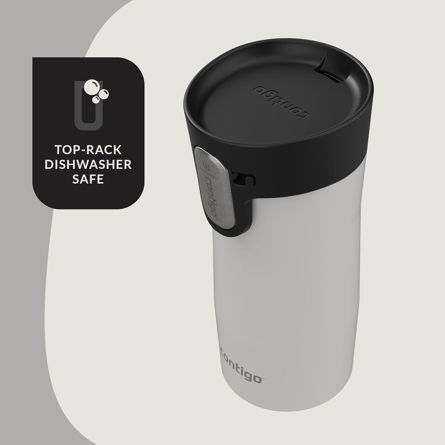 Contigo AUTOSEAL West Loop Vacuum-Insulated Stainless Steel Travel Mug with Easy-Clean Lid, 12oz, Salt Frosted Pearl