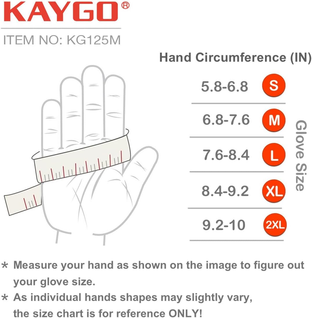 KAYGO Work Gloves For Men, KG125M Mechanic Utility Work Gloves for All Purpose, Excellent Grip, Heavy Duty, Improved Dexterity, Touch Screen,Black,M