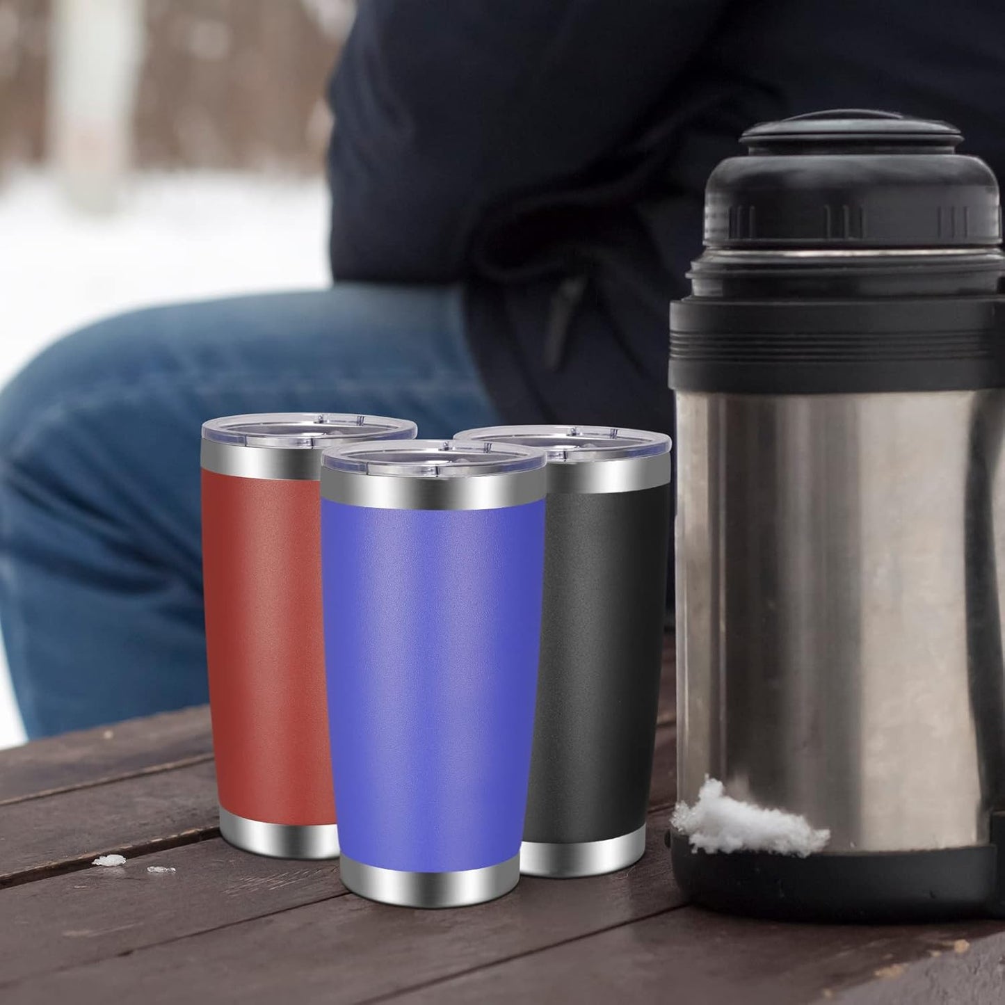 VEGOND 20oz Tumbler with Lid and Straw Stainless Steel Tumbler Cup Bulk Vacuum Insulated Double Wall Travel Coffee Mug Powder Coated Coffee Cup (Bluish Violet 6 Pack)