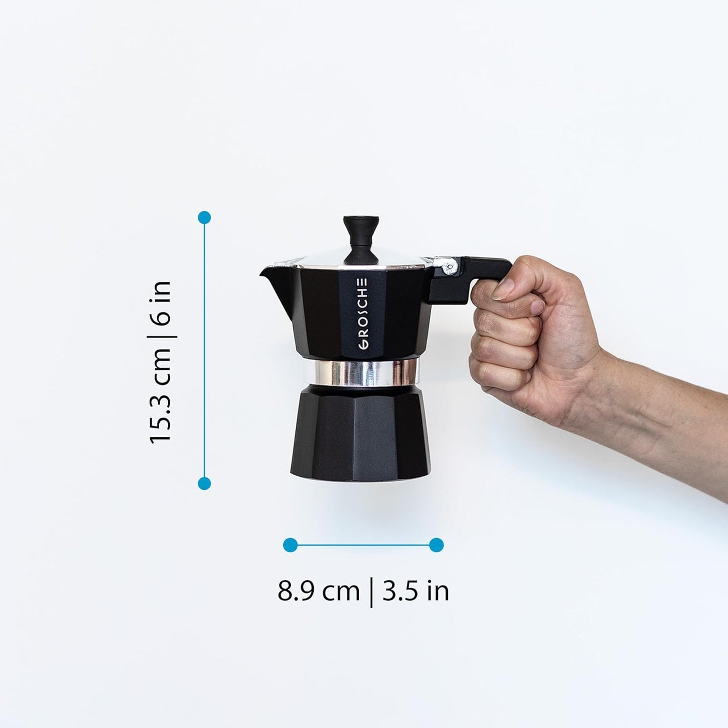 GROSCHE Milano Stovetop Espresso Maker Moka Pot 3 espresso Cup - 5 oz, Black - Cuban Coffee Maker Stove top coffee maker Moka Italian espresso greca coffee maker brewer percolator