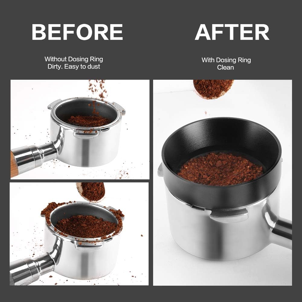 Aluminum Espresso Coffee Dosing Funnel Dosing Ring Funnel Replacement for 53mm Portafilters Espresso Machine Espresso Hand Tampers Accessories (53mm)