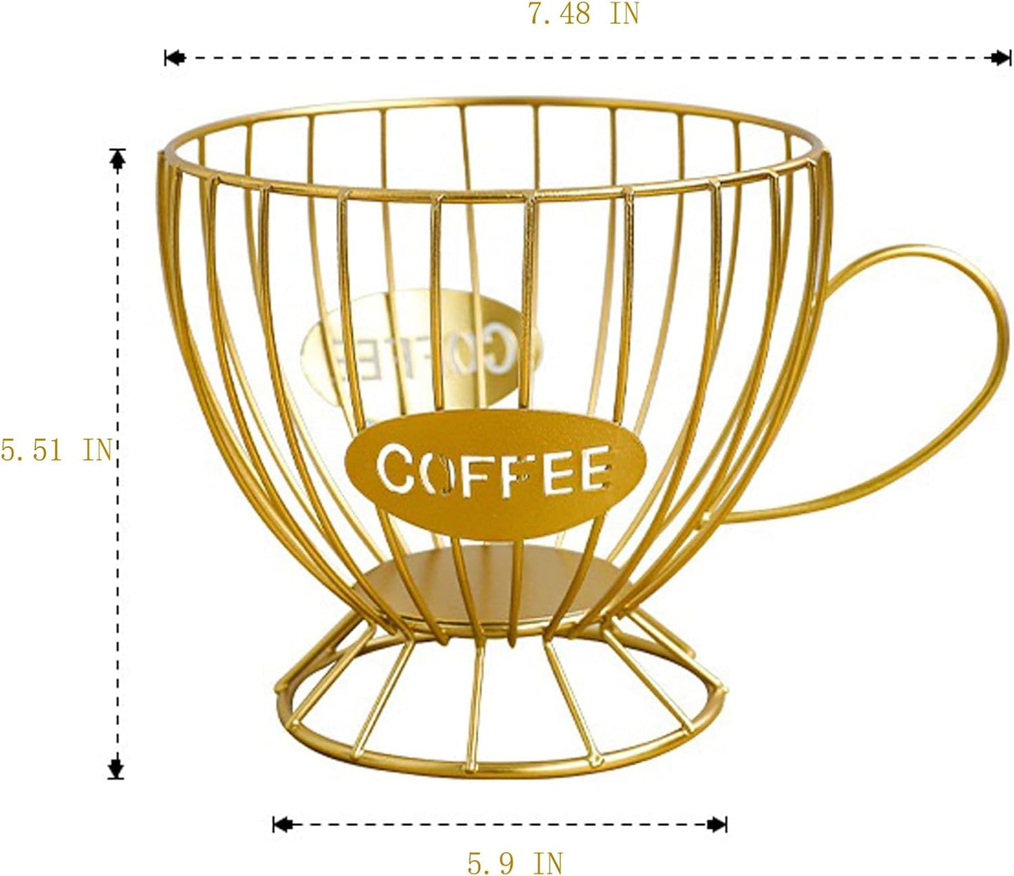 Extra Large Capacity Coffee Pod Holder, Counter Organizer, Capsule Basket, Coffee Bar Accessories for K-cup Kitchen, Dining Room, Office, Home, Cafe, Hotel (Gold)