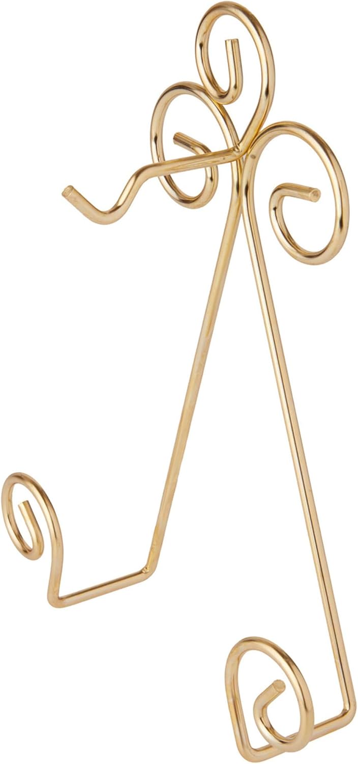 Bard's Scroll Satin Gold-toned Wall Mountable Cup and Saucer Hanger, 8" H x 6.5" W x 1.75" D, Pack of 2