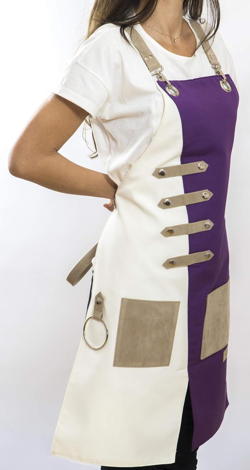 Apron for Women and Men Waterproof Canvas Extra Pocket for Chef Barista Gardening BBQ Grilling Crossback Unisex
