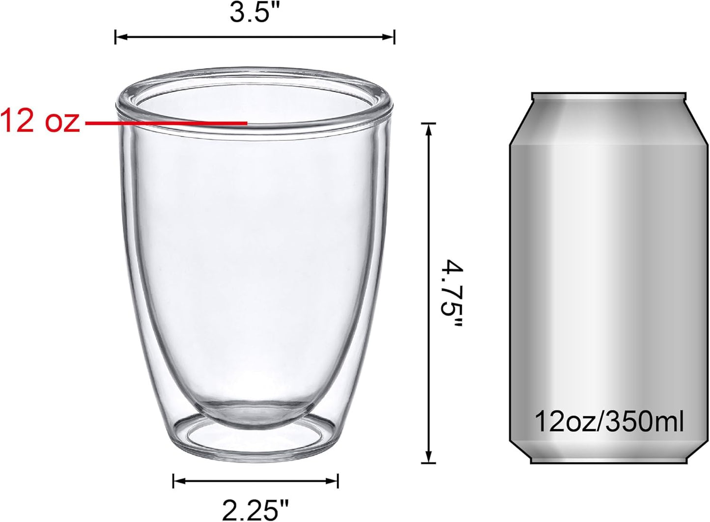 Amazing Abby - Andes - 12-Ounce Insulated Plastic Tumblers (Set of 4), Double-Wall Plastic Drinking Glasses, All-Clear Reusable Plastic Cups, BPA-Free, Shatter-Proof, Dishwasher-Safe
