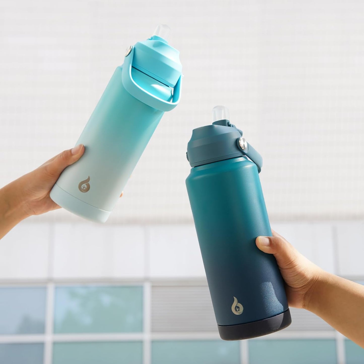BJPKPK Water Bottle with Straw Lid, 32oz Vacuum Insulated Water Bottles, Metal Stainless Steel Thermos for Sports, Travel, BPA Free Leak Proof Thermos, Cups, Flasks, Tumblers,Sea Salt