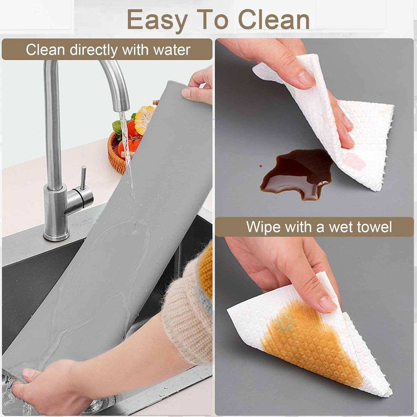 78.7"x23.6"(200cmx60cm) Large Silicone Mats for Countertop, Heat Resistant Mat, Waterproof Nonslip Silicone Kitchen Counter Mat, Nonstick Table Placemat, Multipurpose Mats, Black