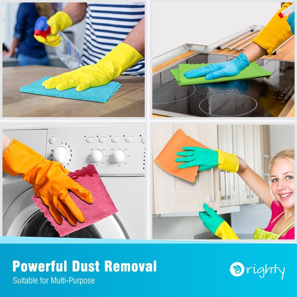 Orighty Microfiber Cleaning Cloth 24 Pack, Highly Absorbent Cleaning Supplies, Lint Free Cloths for Multiple-use, Powerful Clean Rags for House, Kitchen, Car Care (Multi-Color) 11.5 x11.5 inch