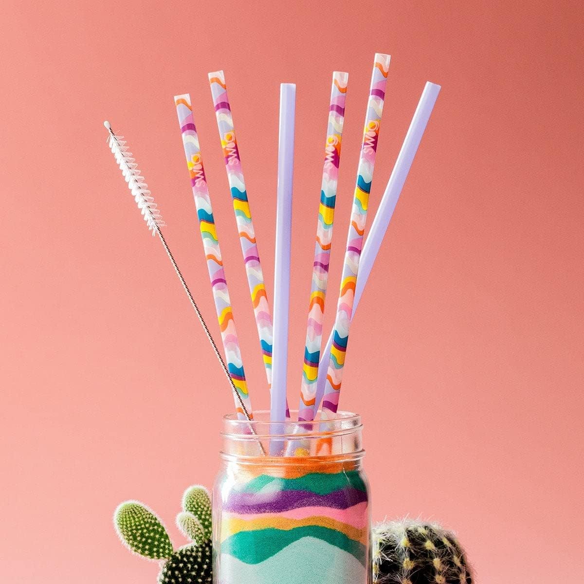 Swig Life Reusable Straws Snow Day + Blue Glitter Tall Straw Set & Cleaning Brush, Each Straw is 10.25 inch Long (Fits Swig Life 20oz Tumblers, 22oz, and 32oz Tumblers)