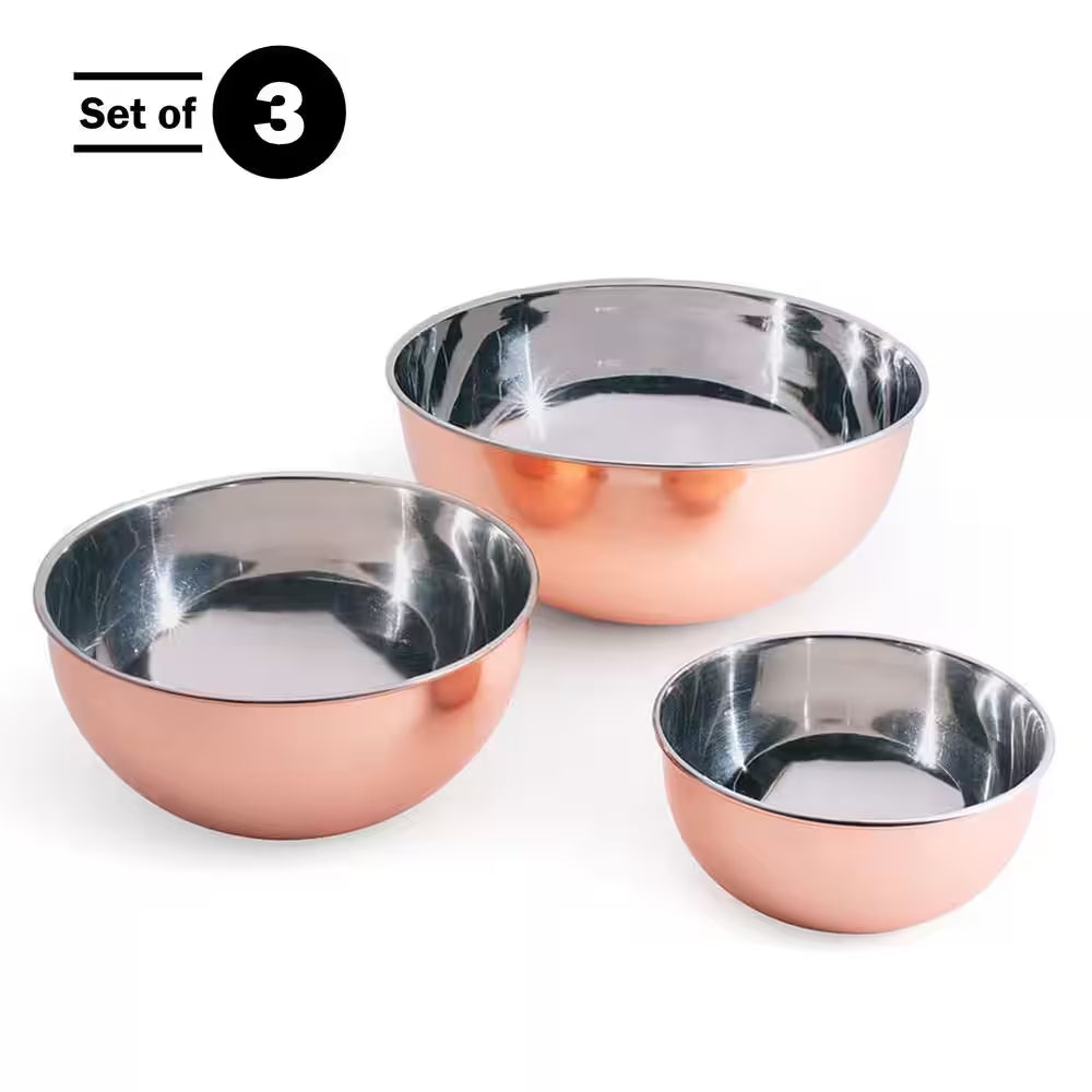 3 Piece Copper Mixing Bowl Set