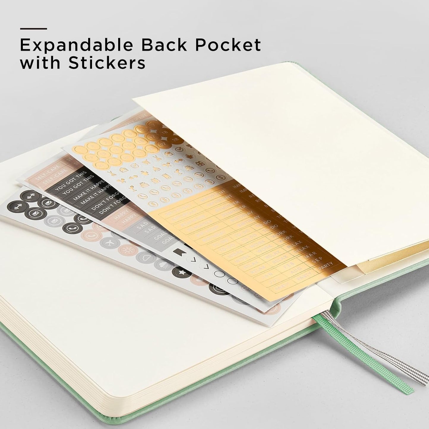 &And Per Se Dotted Journal Notebook, A5 Hardcover Bullet Dotted Journal, 160 Pages 100 gsm Thick Dotted Paper, 3 Sheets of Stickers Included - 5.7'' x 8''(Emerald)