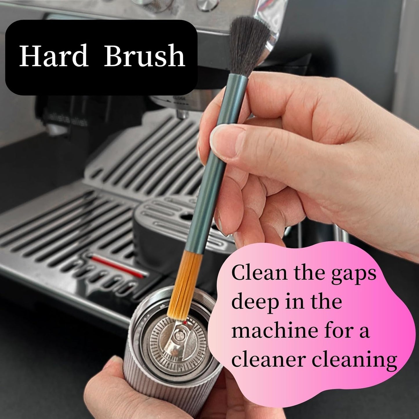 Professional Burr Grinder Cleaning Brush with Aluminum Handle - Dual Head Brush Ideal for Espresso Machine and Toaster