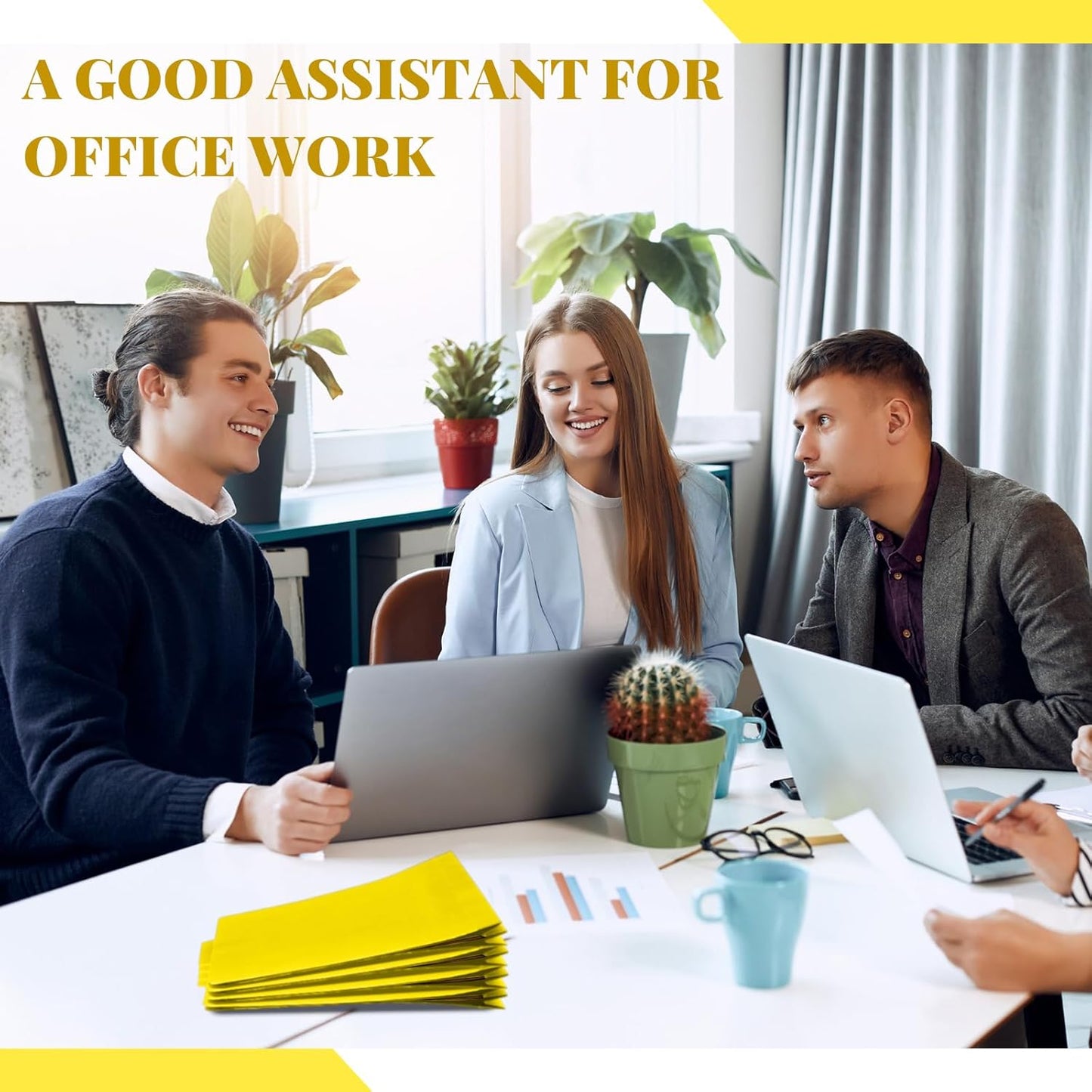 12 Pcs Classification Folders Letter Size, Back to School Supply for Teacher, Student, 1 Divider Pressboard File Folder Bulk with 2 Fasteners, 3.5 Inch Expanding File Organizer (Yellow)