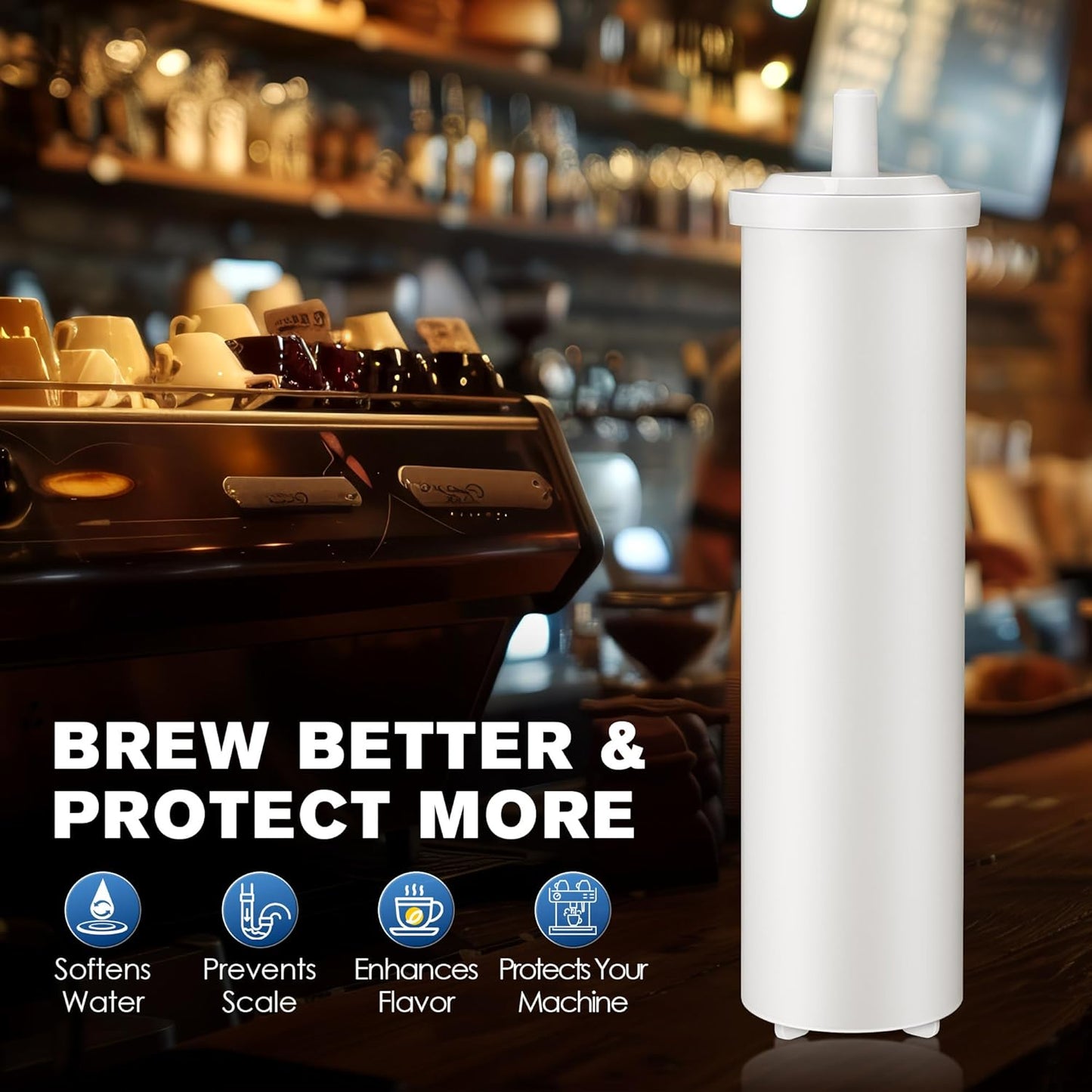 Qualirey Cationic Resin Filter, Compatible with LELIT PLA930M Espresso Machines, 70L Water Softener for Tank, PDCCL05MLT0ZXX1, Removes Calcium & Magnesium, Releases Sodium, Prevents Limescale, White