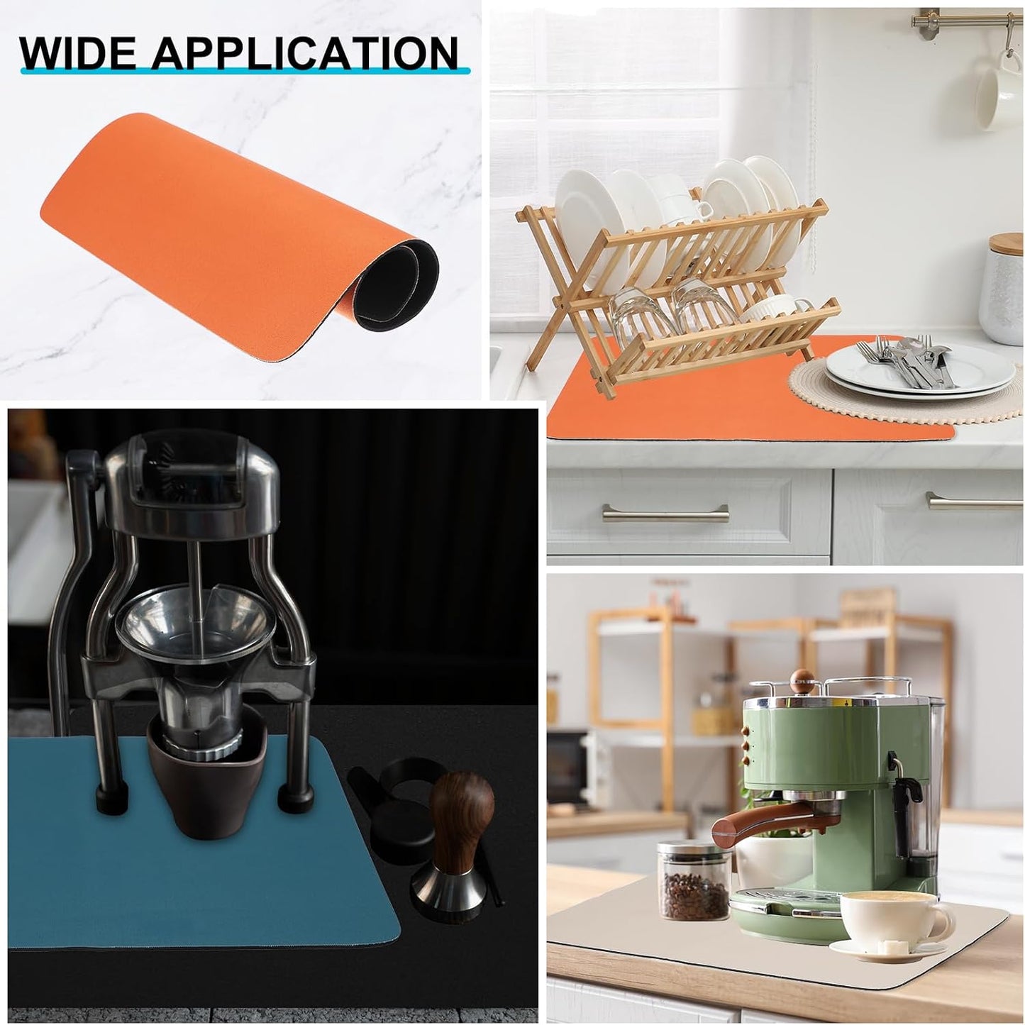 uxcell Silicone Mats for Kitchen Counter, 23.6" x 15.7" Non-Slip Countertop Protector Mat Heat Resistant Coffee Mat Waterproof Table Placemat, Orange