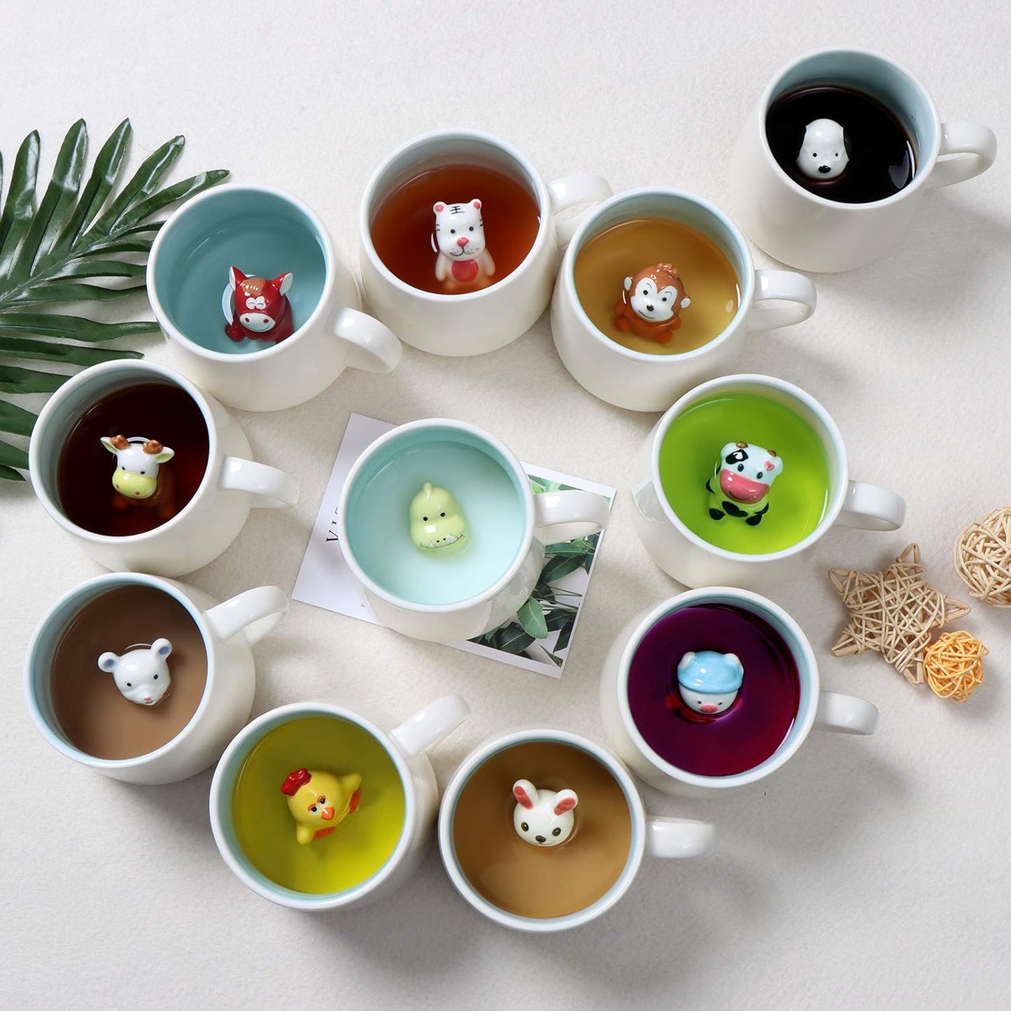 Penguin Ceramic Cup Hidden 3D Animal Inside Mug,12 oz Cute Cartoon Handmade Figurine Mugs,Christmas Birthday Surprise for Friends Family or Kids (Penguin)