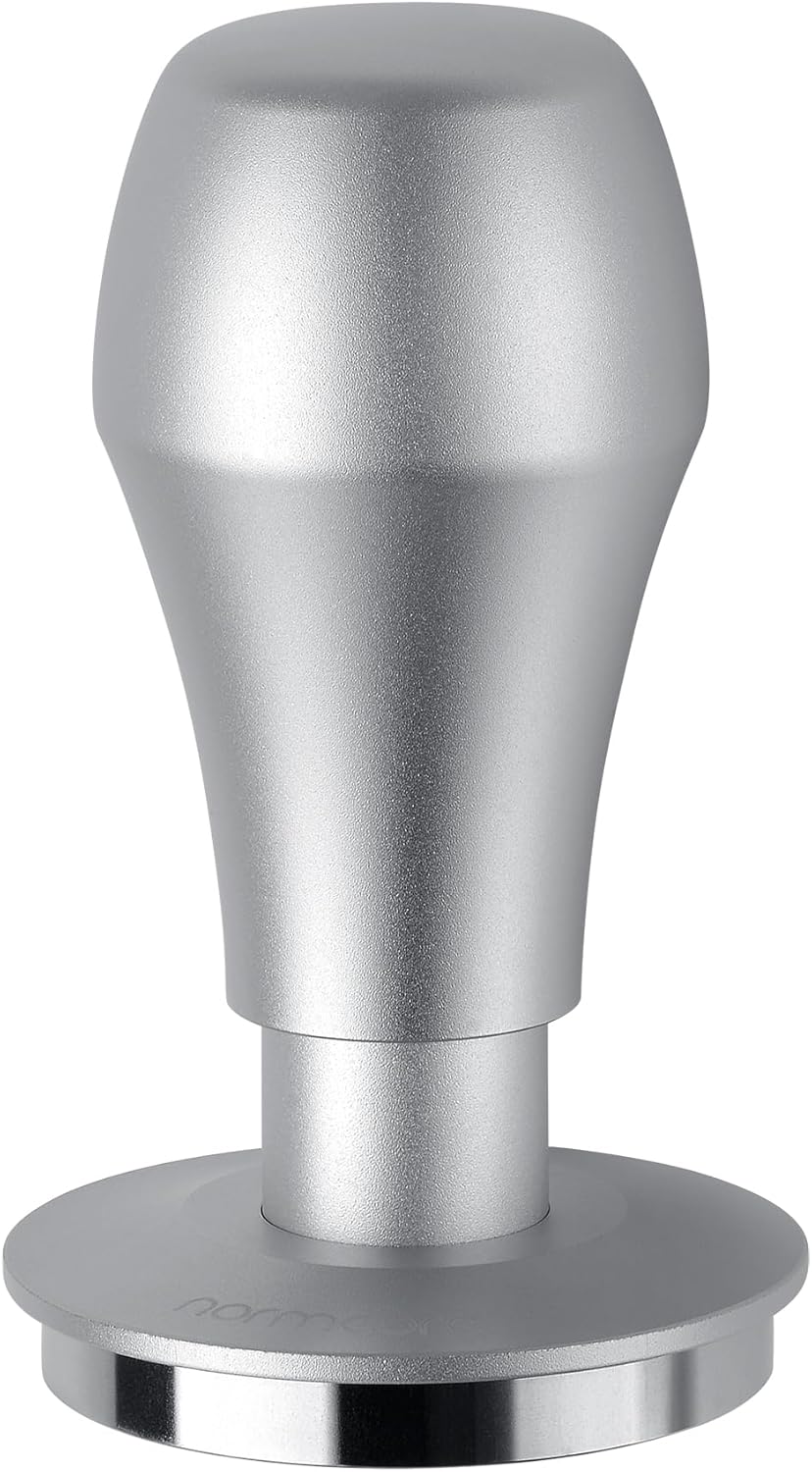 Normcore 51mm Coffee Tamper V4.1 with Click Sound Feedback, Spring Loaded Tamper With Flat Base, Espresso Barista Tamper Compatible with 51mm Delonghi Portafilter, Anodized Aluminum Handle, Silver