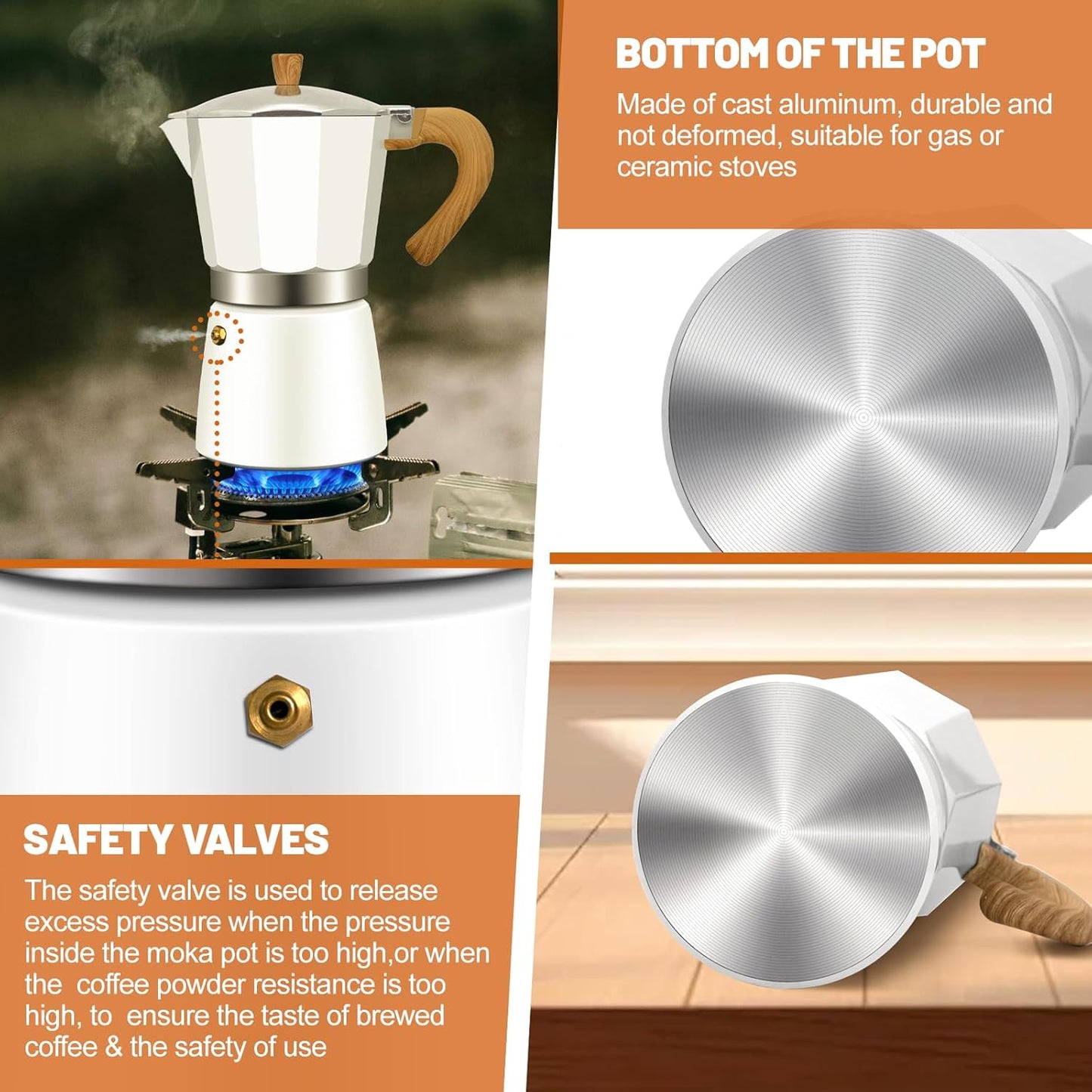 6 Cup Aluminum Espresso Stovetop Moka Pot Express Coffee Maker Percolator Italian Classic Mocha Coffee Machine for Italian and Cuban Cafe Brewing for Home & Camping 300ml 10oz