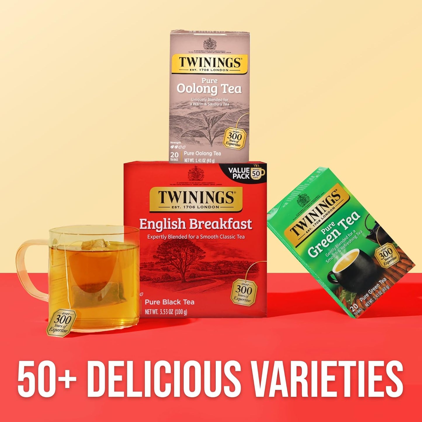 Twinings Pure Oolong Tea Individually Wrapped Bags, 20 Count (Pack of 1), Warm, Nutty Flavor & Golden Colour, Caffeinated, Enjoy Hot or Iced, 20 Teabags