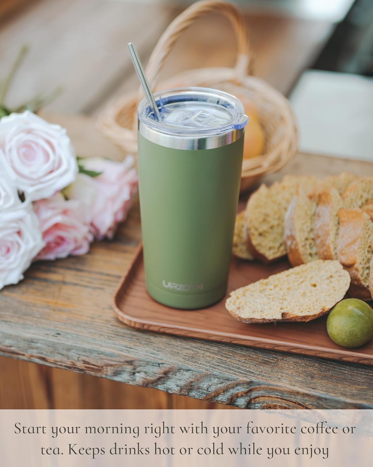 Travel Coffee Tumbler 20oz, Leakproof Travel Coffee Mug with Lid and Straw, Stainless Steel Double Wall Vacuum Insulated Tumbler for Hot/Iced Drinks (Textured Matte, Purple)