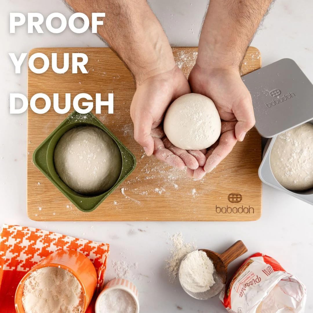 Babadoh Pizza Making Accessories | Pizza Dough Proofing Containers with Lids | Set of 3 | Multi Yellow (1 Dough, 1 Olive, 1 Yellow) | Original Size (make 12" Pizzas)