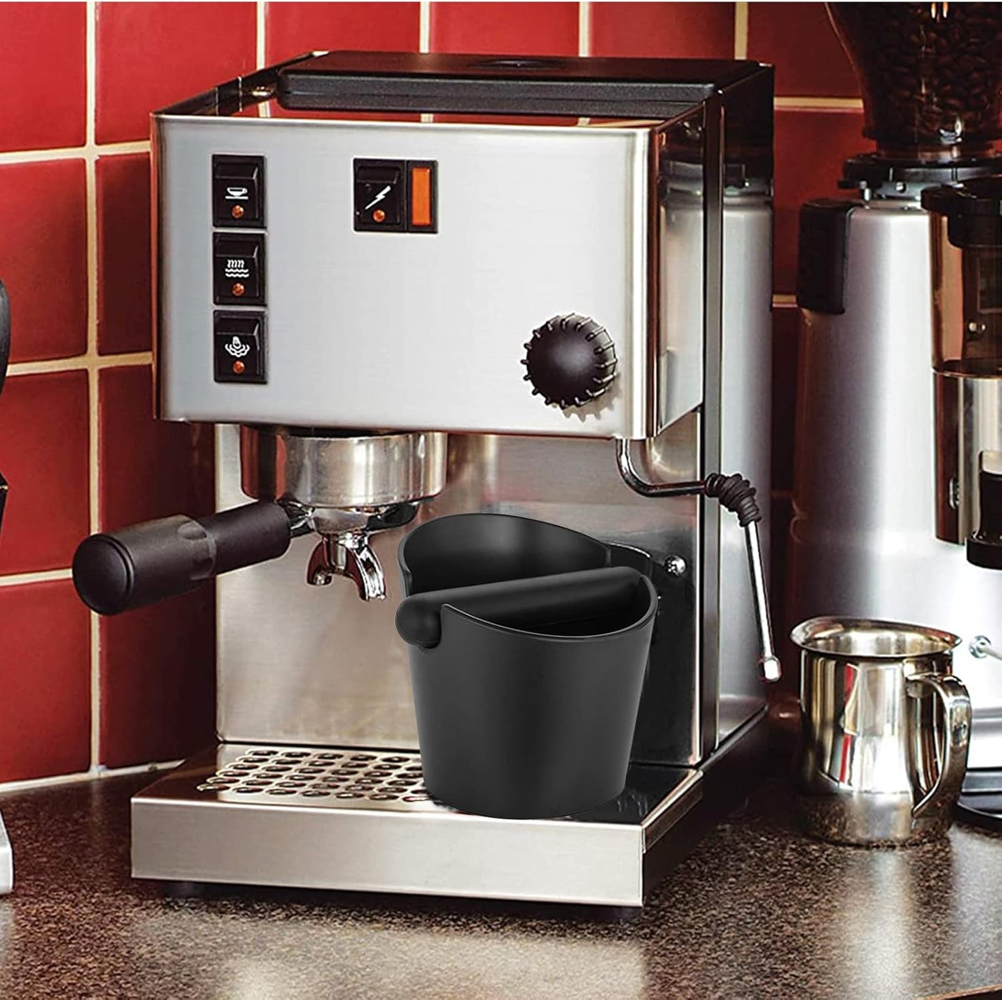 Espresso Knock Box, 4.8 Inch Coffee Knock Box Espresso Dump Bin For Coffee Grounds with Removable Knock Bar and Non-Slip Base Shock-Absorbent Durable Barista Style