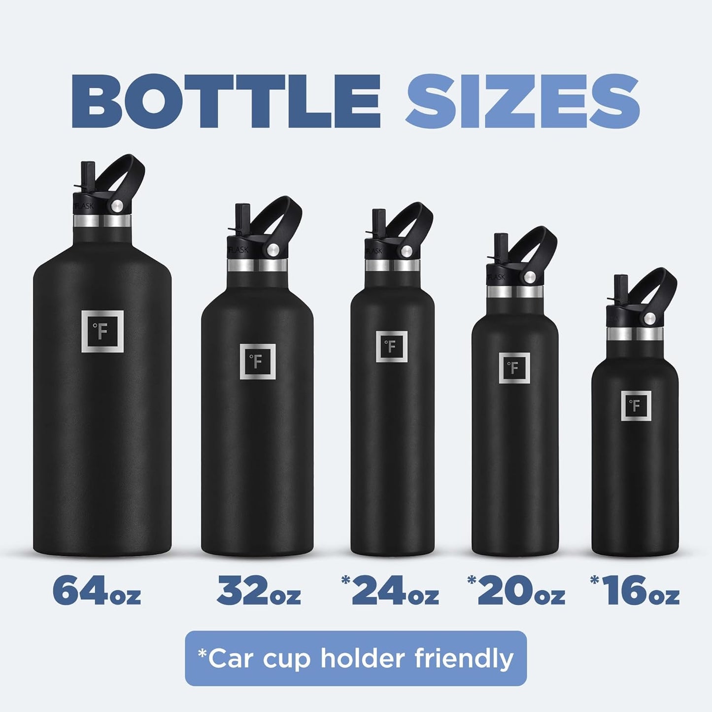 IRON °FLASK Camping & Hiking Hydration Canteens - 3 Lids (Narrow Straw Lid) Leak Proof Vacuum Insulated Stainless Steel - Hot & Cold Double Walled Sports Water Bottle - Blue Waves, 64 Oz