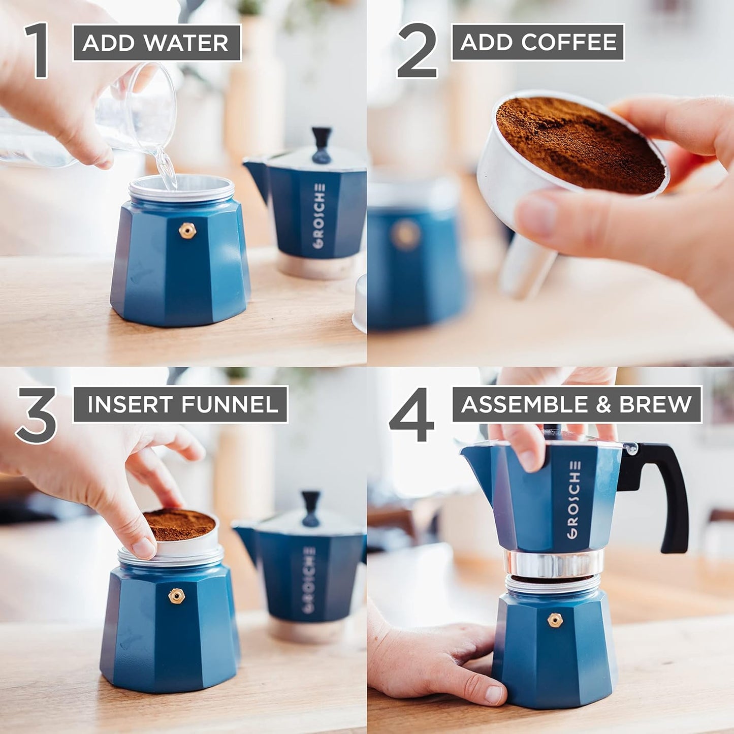 GROSCHE Milano Moka Pot | Stovetop Espresso Percolator & Coffee Maker – Portable, Ideal for Home and Camping