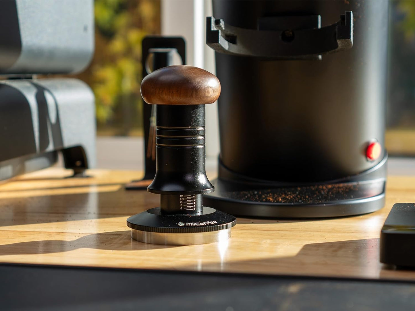 MiiCoffee Espresso Coffee Tamper 58.5mm, Level Coffee Tamper for 58mm Portafilter, Adjustable Depth Stainless Steel Flat Base