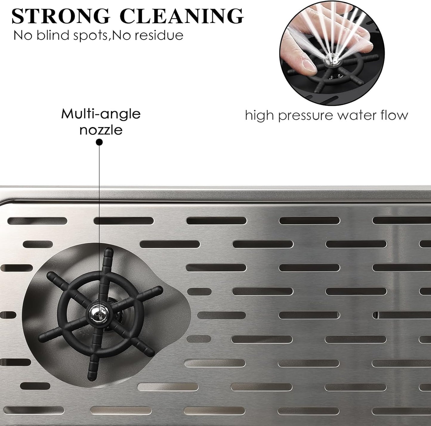 Pitcher Washer, Espresso Washer, Drainage and Drip Tray Stainless Steel Bar Glass Washer is The Sink, and The Cup Spray Washer is The Home Kitchen Hotel Cafe Restaurant (KF25-Silver)