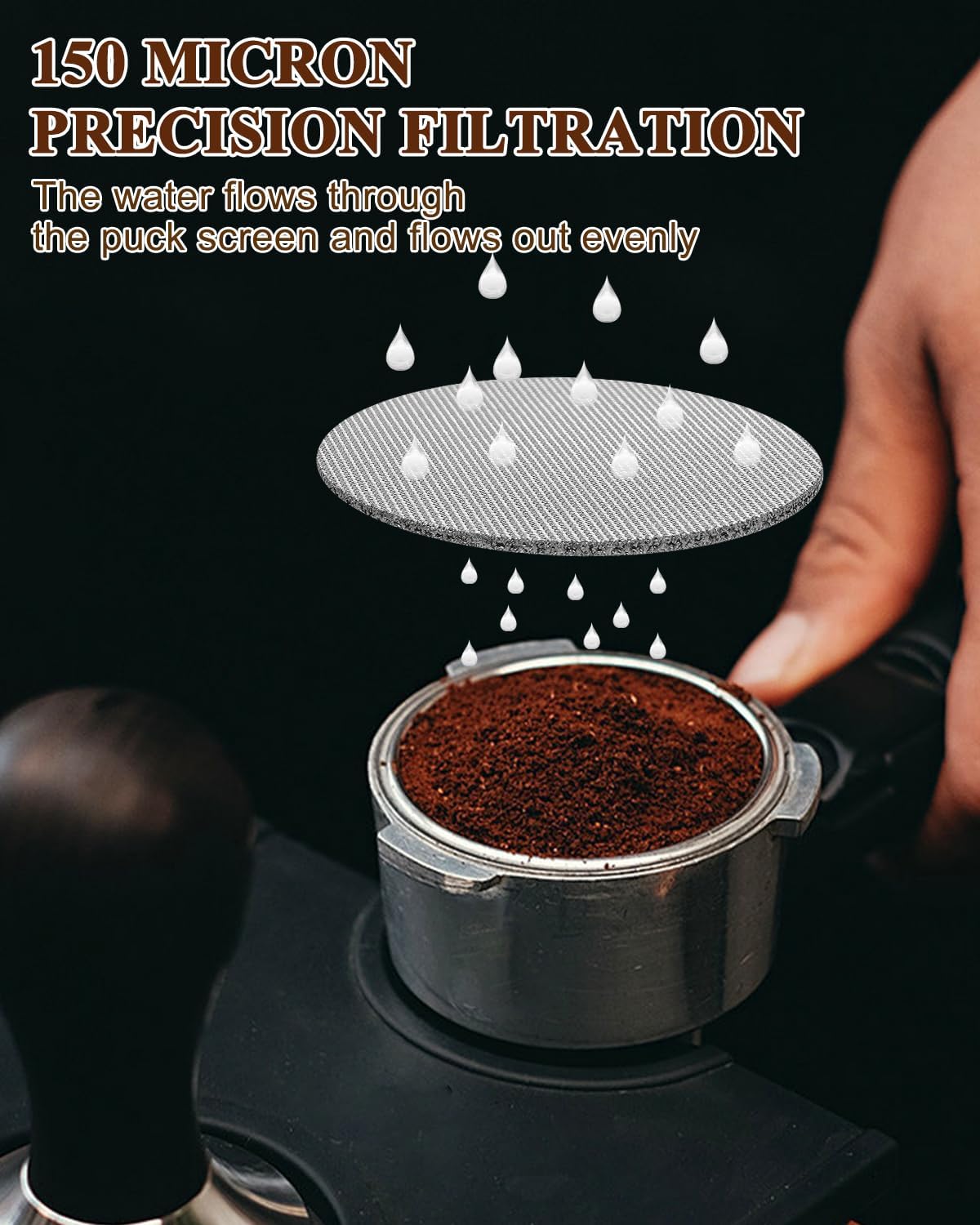 Puck Screen 51mm, Premium 316 Stainless Steel Reusable Espresso Puck Screen Filter - 1.7mm Thickness 150μm for Espresso Portafilter Filter Basket, 2 Pack