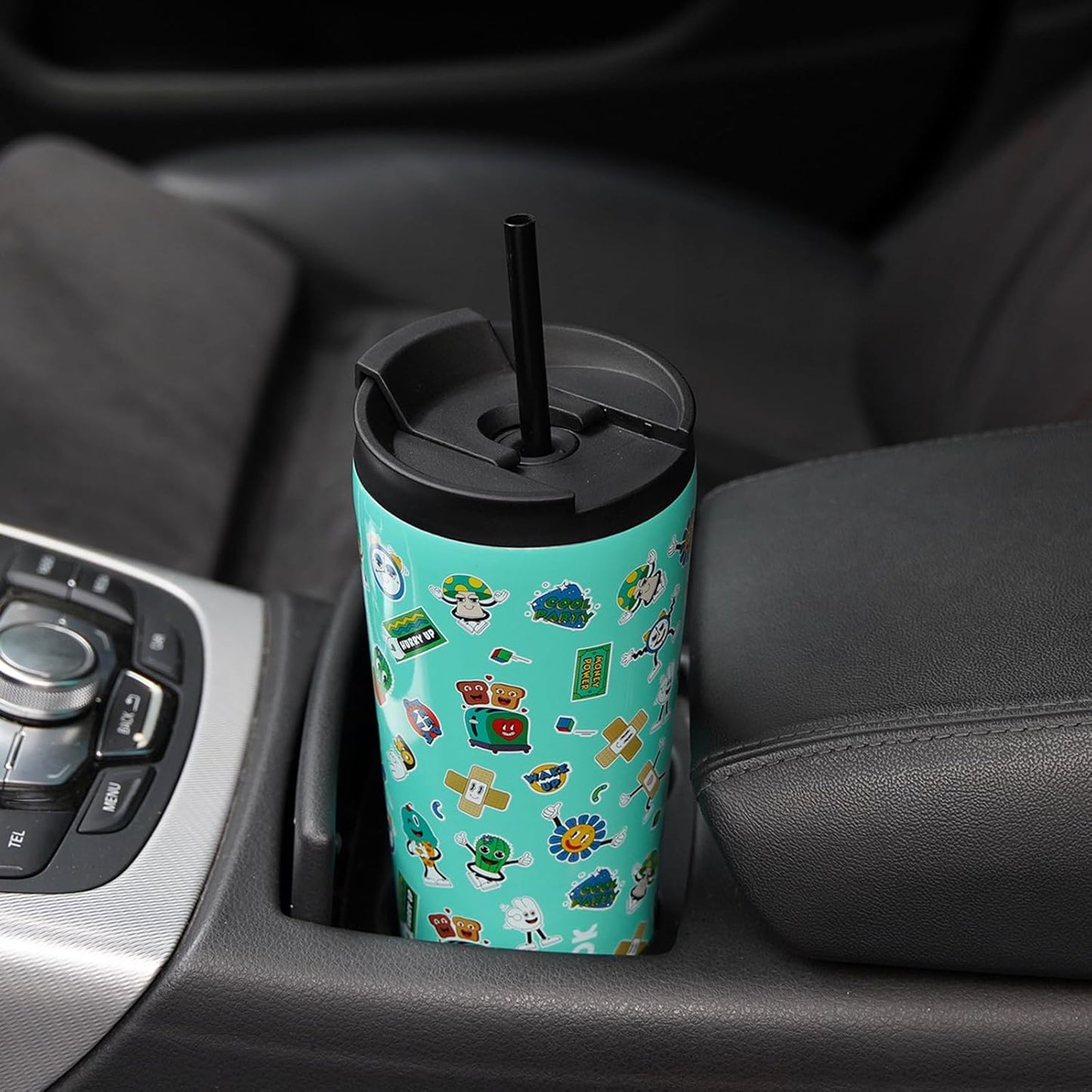 BJPKPK 18oz Insulated Tumbler With lid And Straw Stainless Steel Tumblers Travel Coffee Mug Reusable Thermal Cup,Hawaii Fruits Yellow