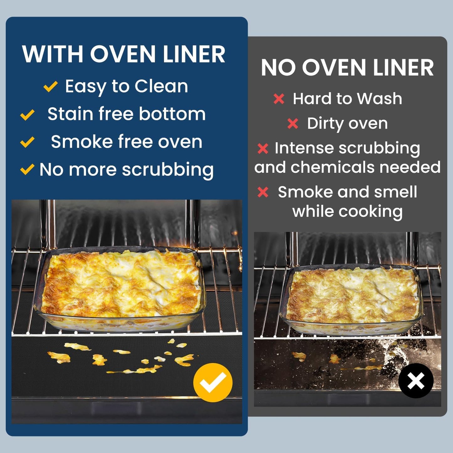 4Pack Oven Liners for Bottom of Electric Gas Oven, Thick Heavy Duty Nonstick Teflon Oven Mat, Heat Resistant Grill Baking Mats Outdoor BPA and PFOA Free Oven Floor Protector Liner
