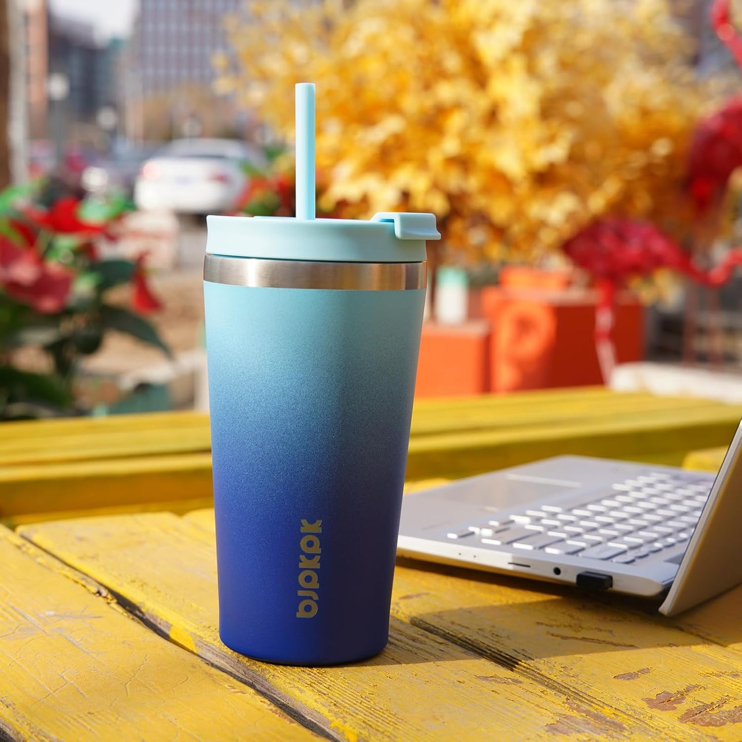 BJPKPK 22oz Insulated Tumbler With lid And Straw Stainless Steel Tumblers Travel Coffee Mug Reusable Thermal Cup,Black Leopard
