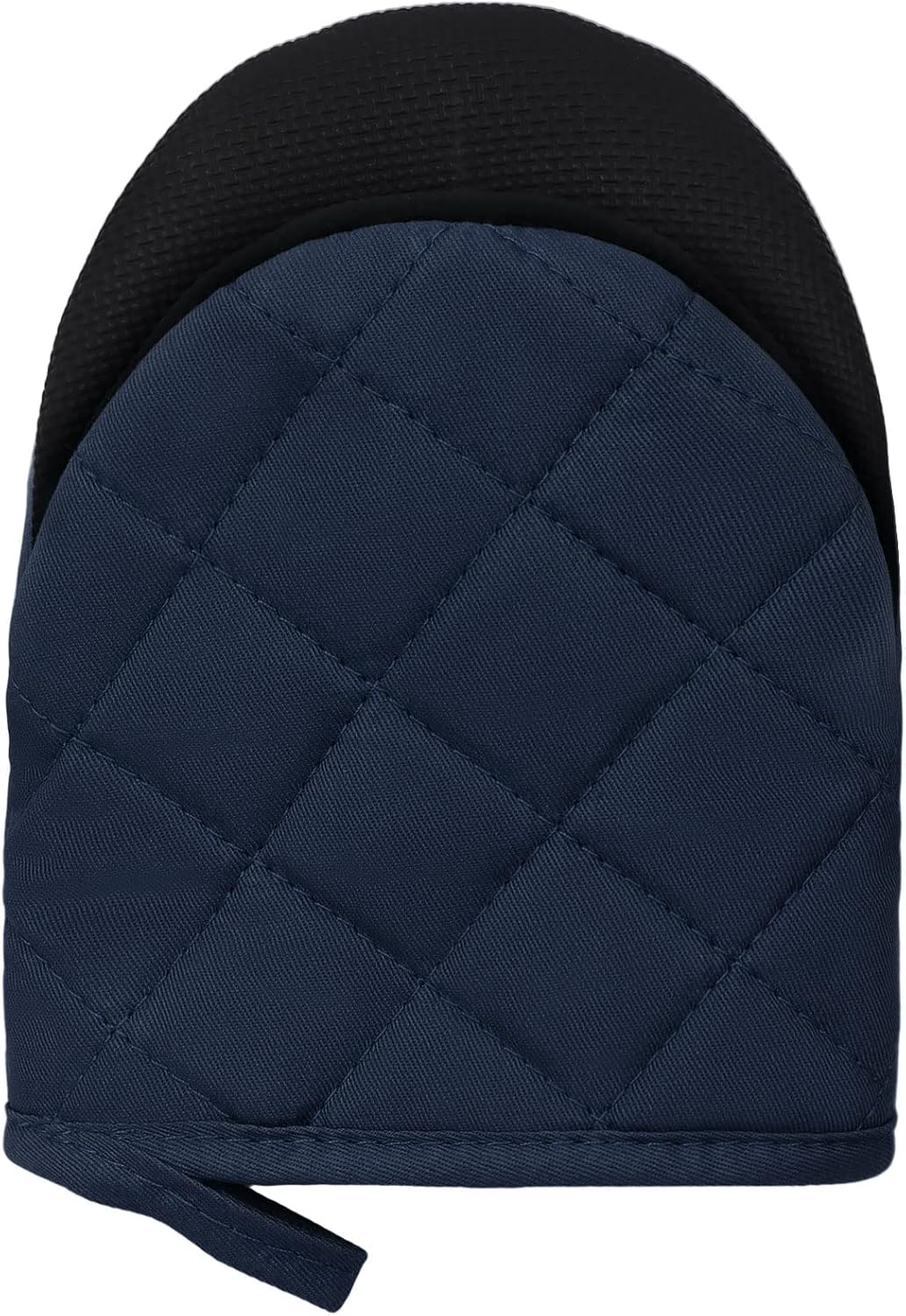 1 Pair Short Oven Mitts, Heat Resistant Silicone Kitchen Mini Oven Mitts for 500 Degrees, Non-Slip Grip Surfaces and Hanging Loop Gloves, Baking Grilling Barbecue Microwave Machine Washable