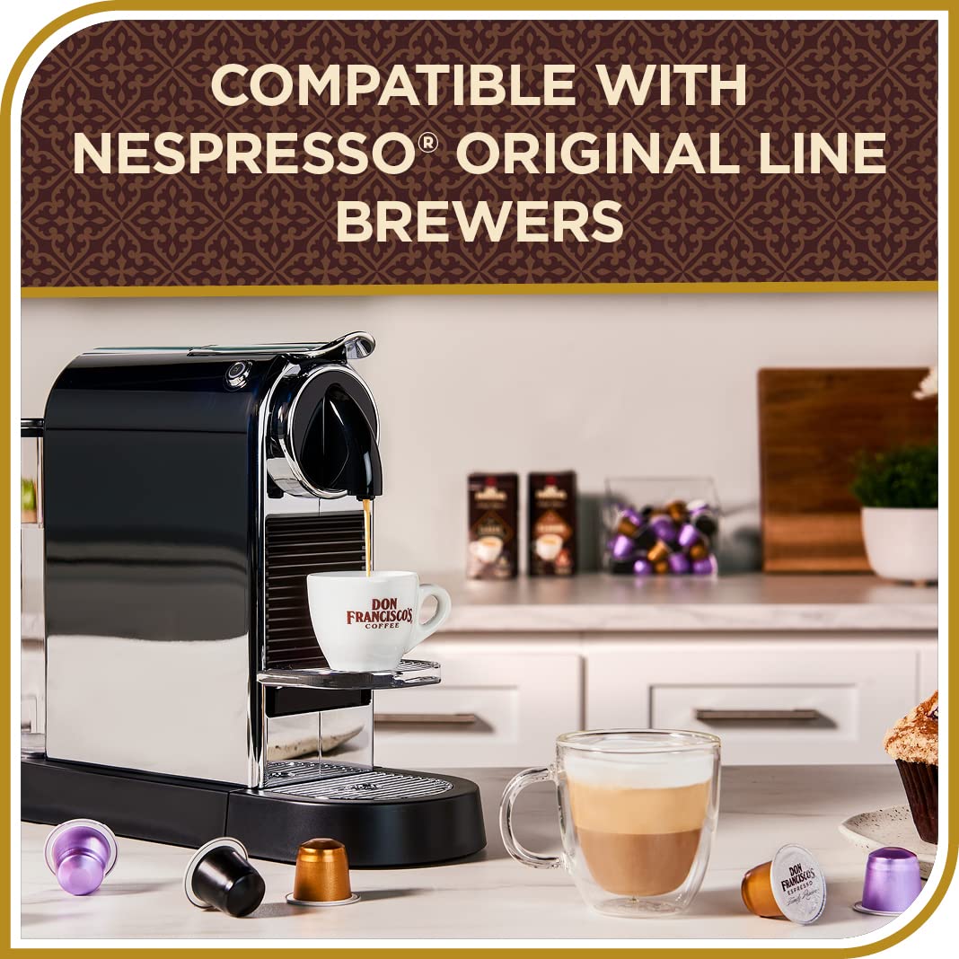 Don Francisco's Organico Espresso Pods: 40 Dark Roast Aluminum Capsules, Intensity 7, Compatible with Nespresso Original Line Machines - Bold Cuban-Style coffee with Caramel Notes