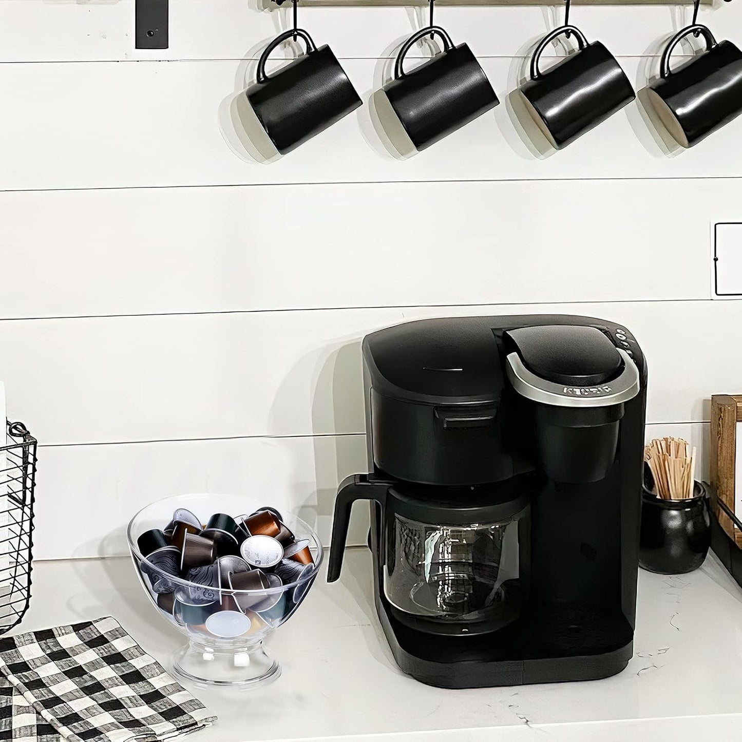 MOLFUJ Coffee Pod Holder, Clear K Cup Holder Plastic, Espresso Pod Holders for Counter Small, Pod Storage for K Cups, Vertuo Capsule Creamer Organizer for Coffee Bar