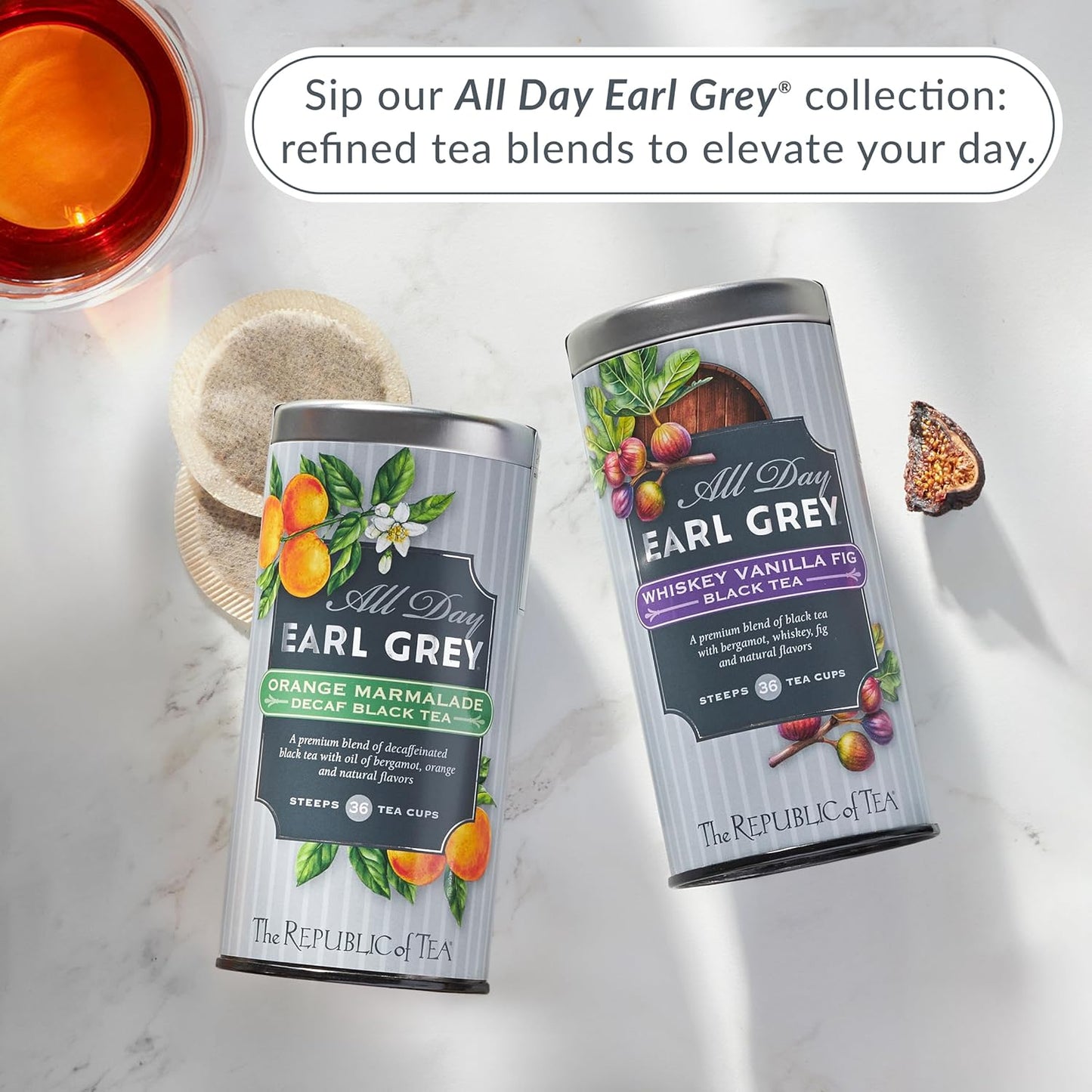 The Republic of Tea – All Day Earl Grey Lemon Biscuit Black Tea, Naturally Caffeinated, 36 Tea Bags