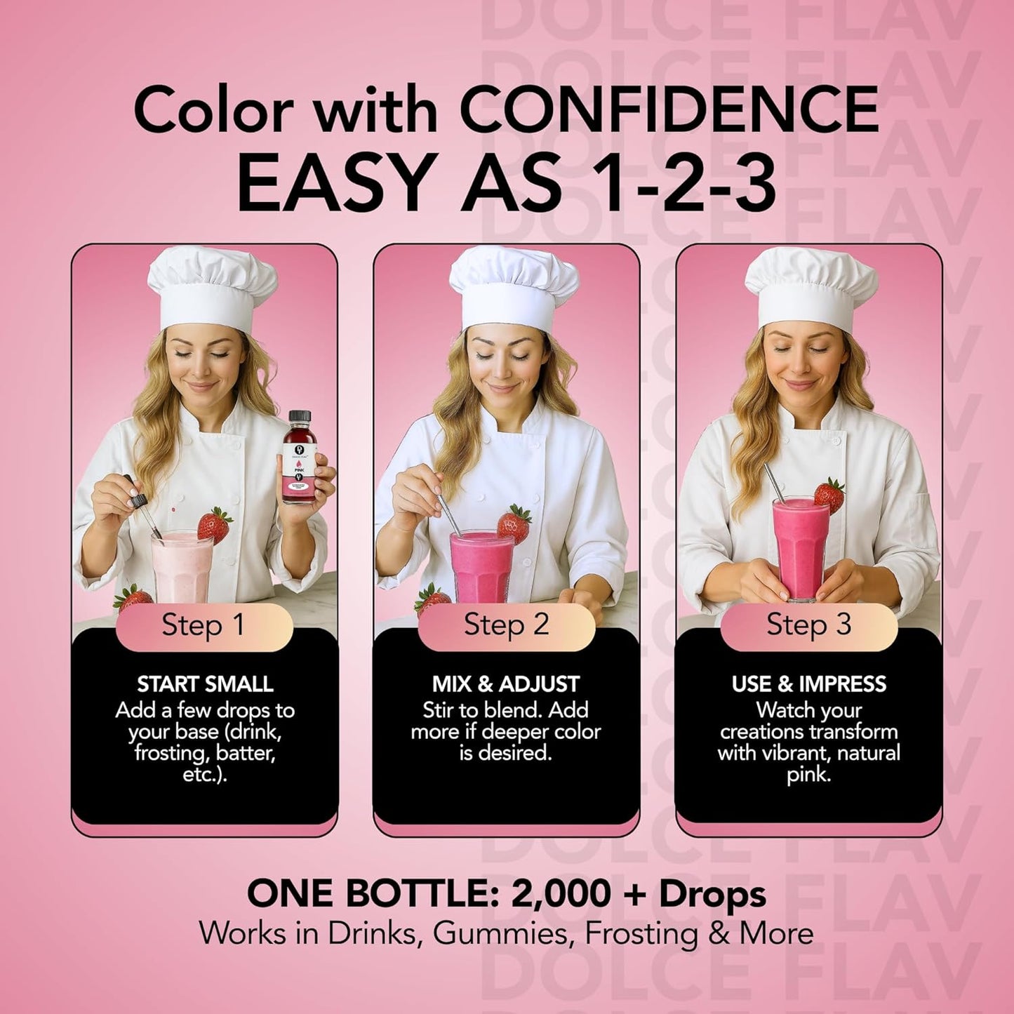 Dolce Flav Natural Pink Food Coloring – 2 oz Plant-Based Color from Beetroot with Graduated Dropper | Water-Soluble Liquid Dye for Baking, Frostings & Drinks | Kosher | Made in USA