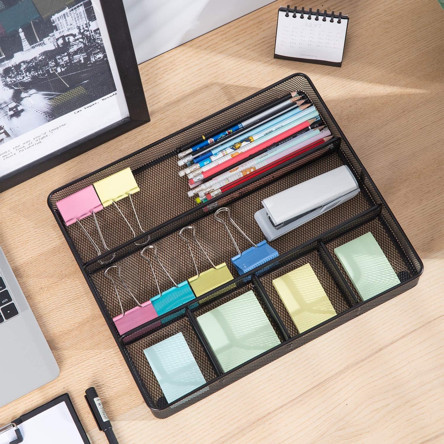 Amazon Basics Mesh Drawer Organizer, Black, Pack of 4