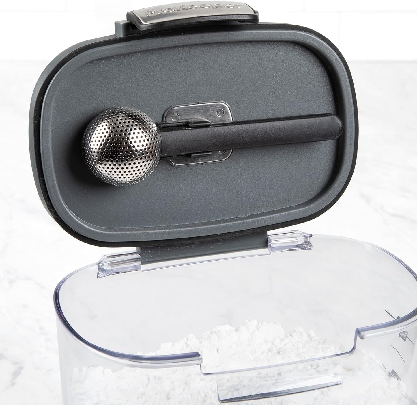 Progressive International ProKeeper+ Clear Plastic Airtight Food Baker's Kitchen Storage Organization Container Canister Set with Magnetic Accessories, 2- Piece Set (Powdered Sugar 1.4-Quart)